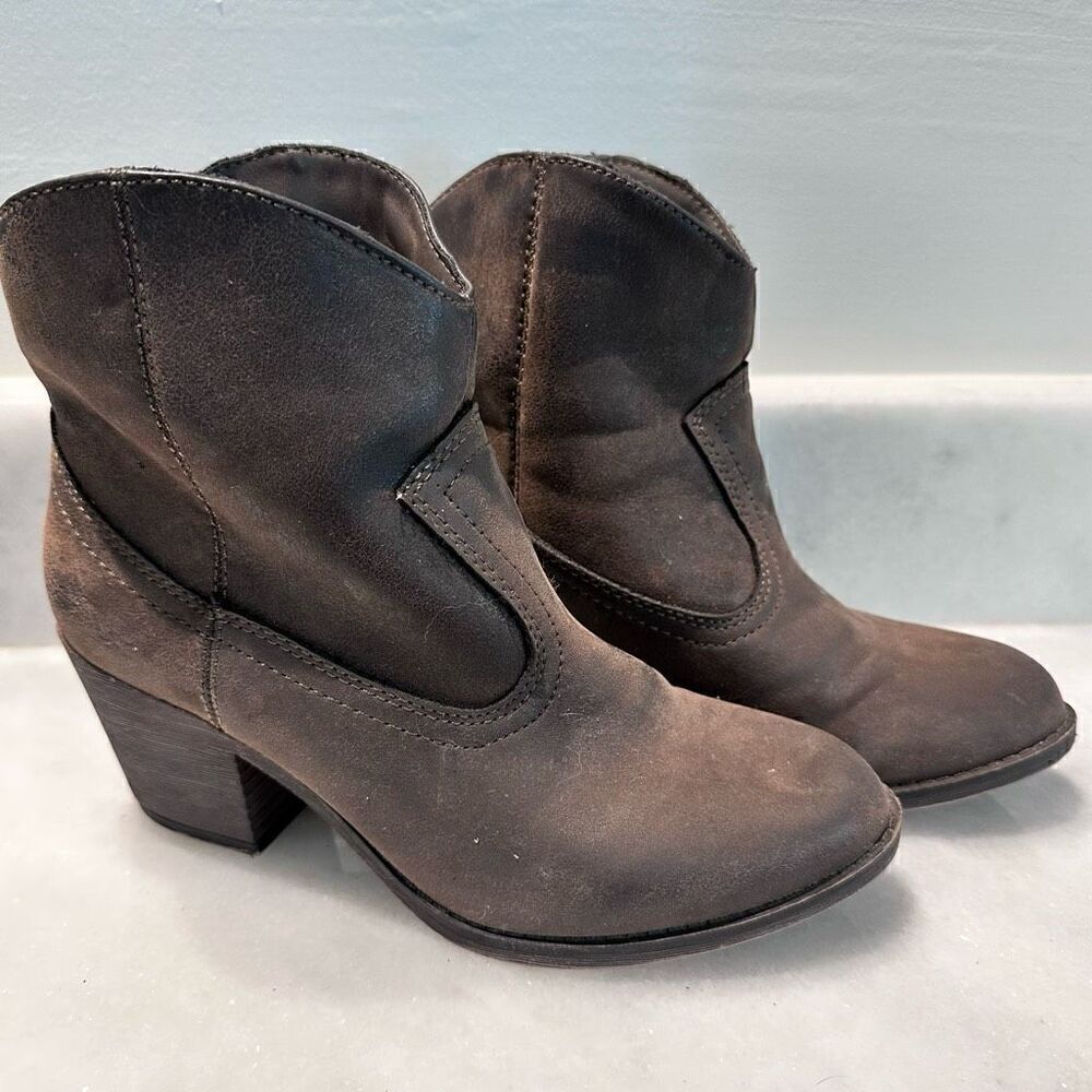 Rocket Dog Womens VINTAGE Y2K Leather Ankle Western Boots Browns Size 7.5